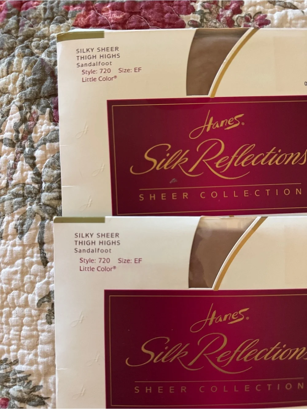Vintage Hanes Silk Reflections Two Bundle Silky Sheer Thigh Highs Sandalfoot NEW